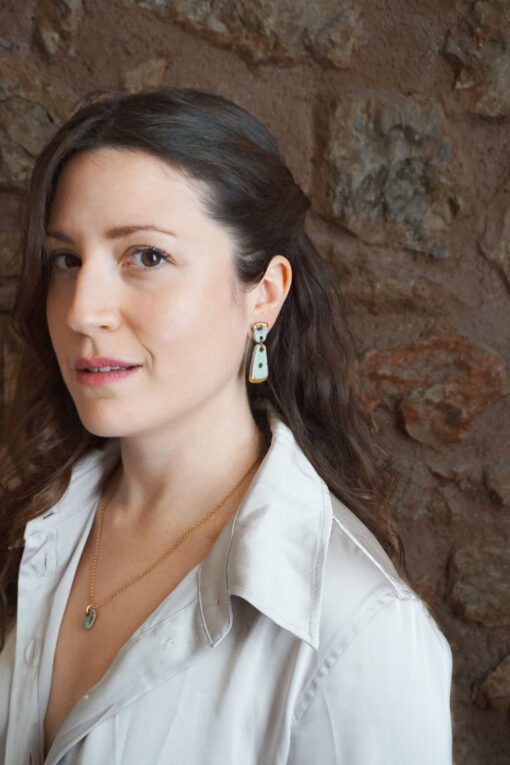 Kiveli Statement Earrings Filmy Green - Image 3